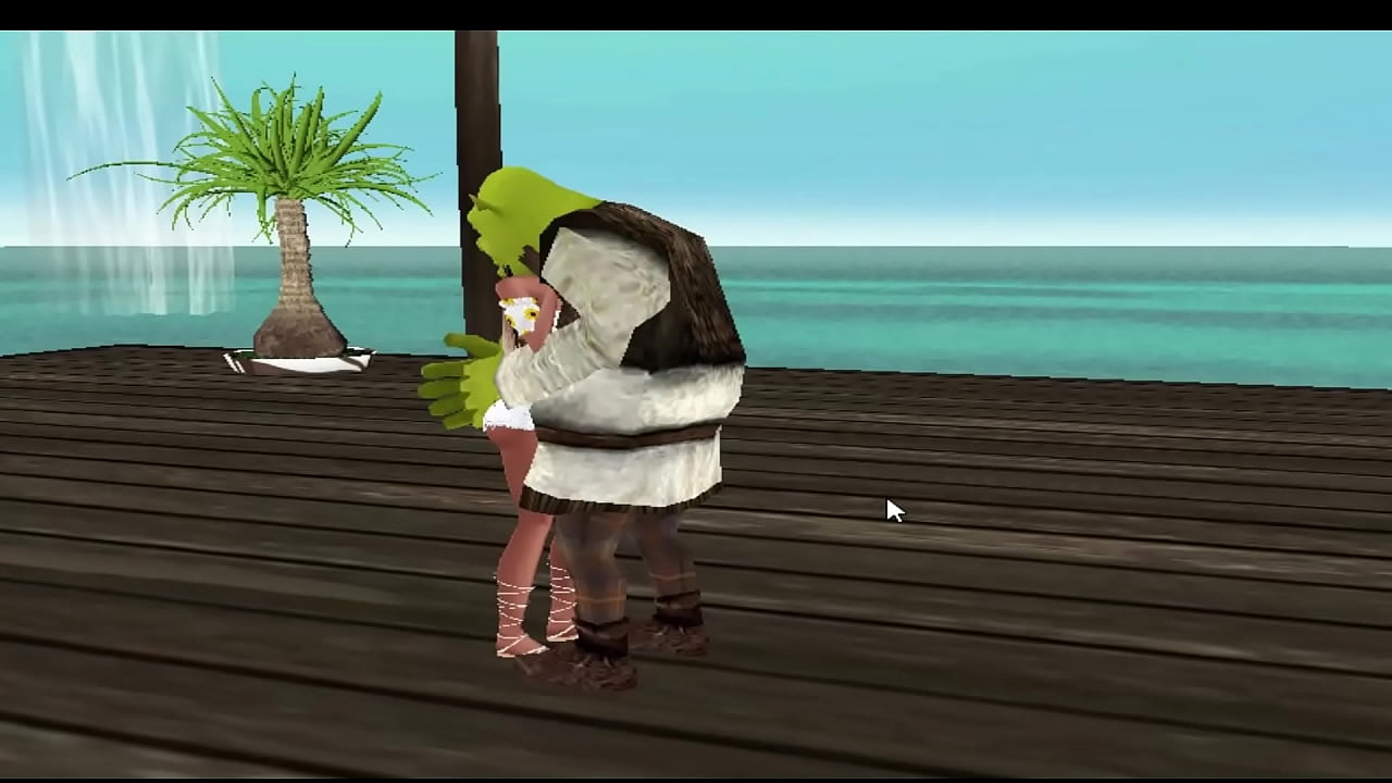Shrek pegando uma idosa enquanto corno olha