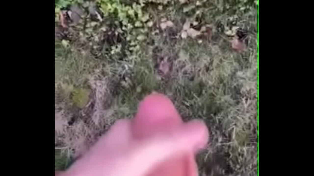 big cock cums outdoors