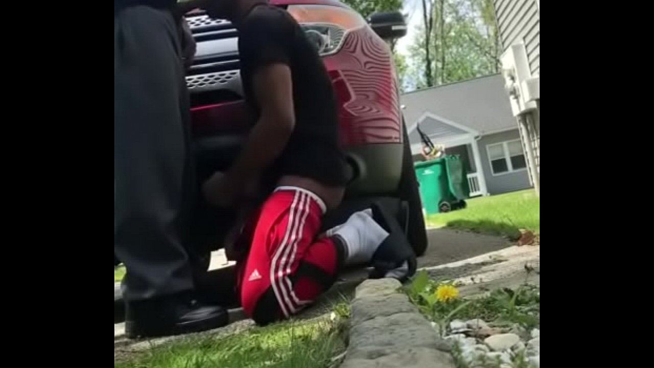 two black guys jerk and suck outdoors in the day