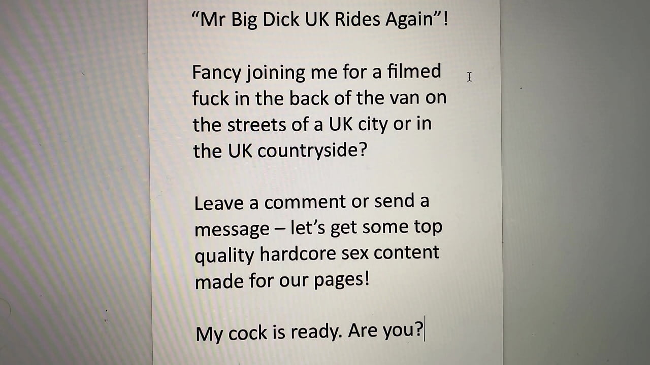 Are you joining me on a fuck tour of the UK?