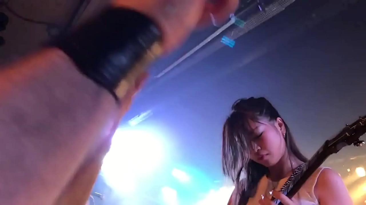 The guitarist Miyako showing her beautiful thighs in stage