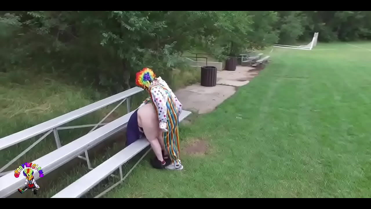 Gibby the clown fucking escort in park captured by a drone