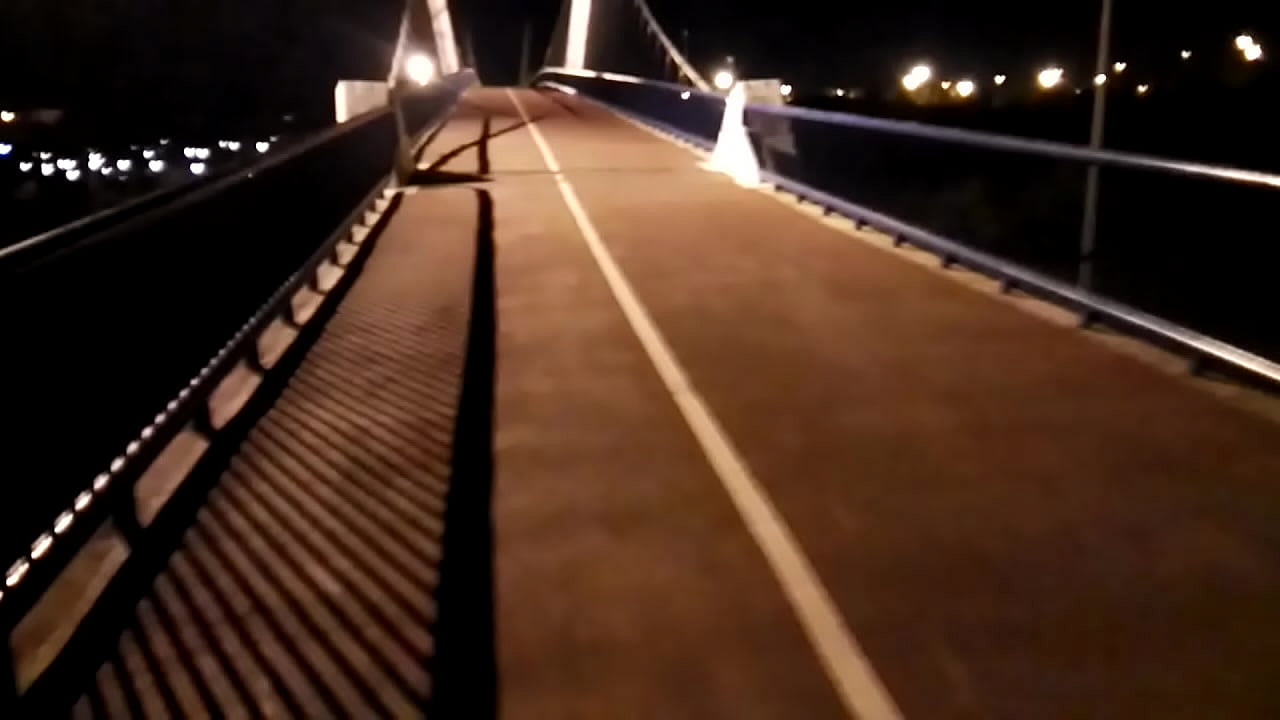 Naked on a bridge at the park at the night