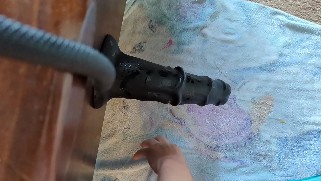 Using my big black dildo