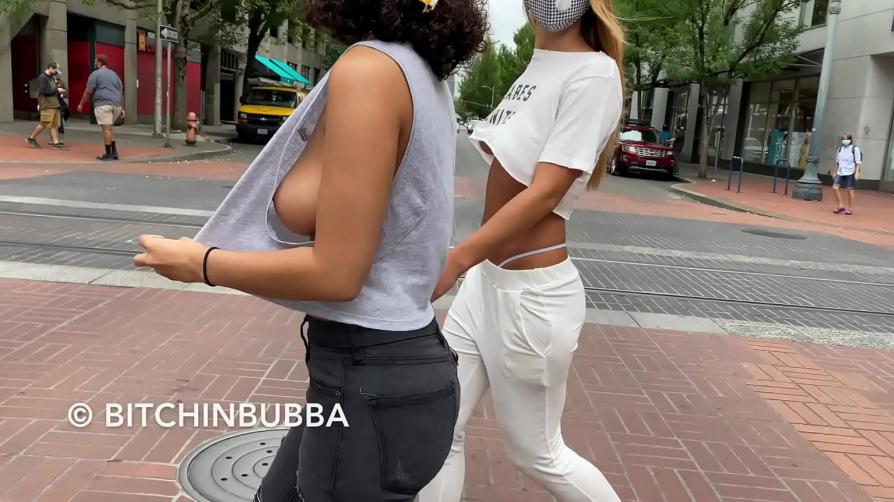 hot girls exposing their tits out on the street