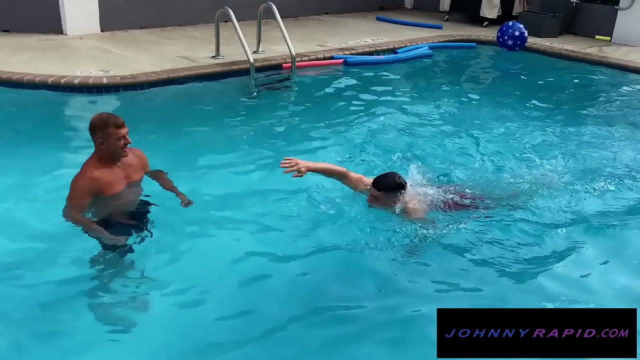 Johnny has got the hots for his new swimmin coach, Silver fox Matthew Figata, after a dip in the pool they take it to a hotel room. Things heat up quickly and the flip fuck is epic!