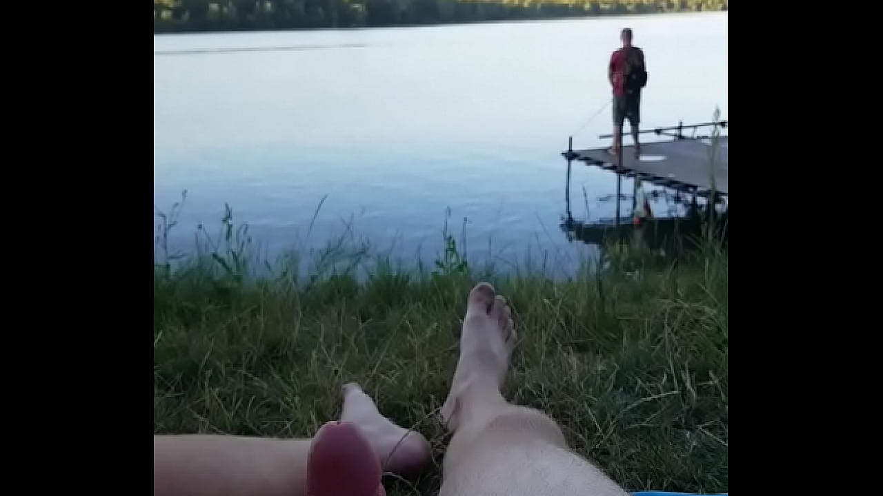 Nude jerking on beach with people walking by