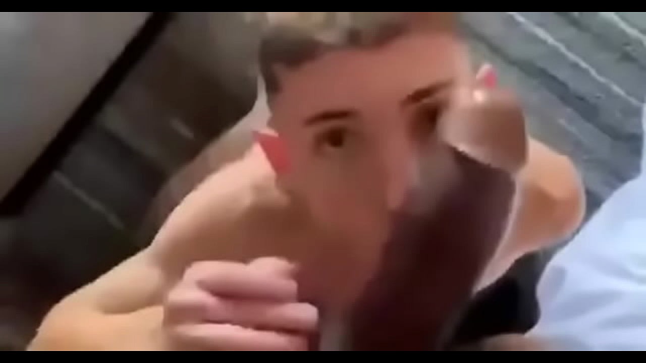 Monster black cock sucked by white twink