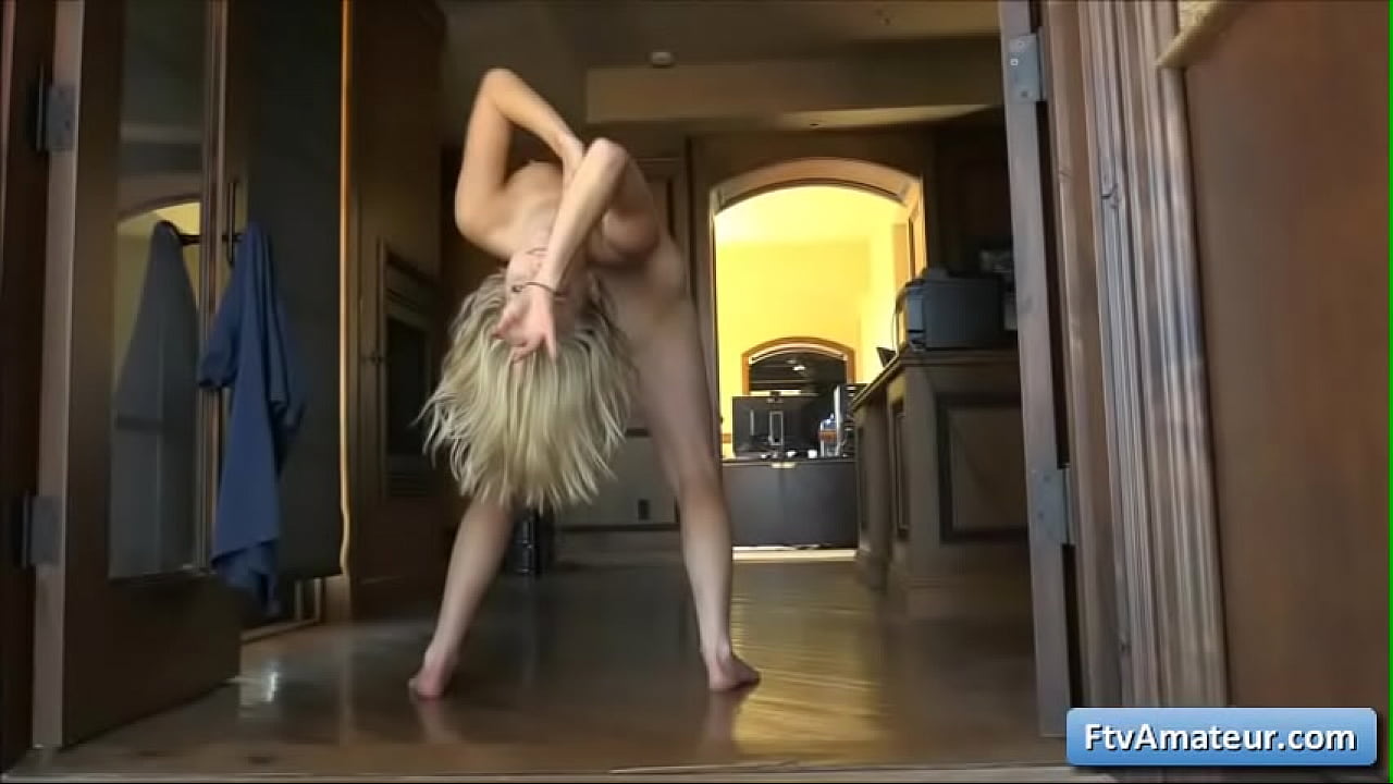 See this naughty blondie teenager rubbing her clit and dance naked revealing her sexy tattoo on her chest