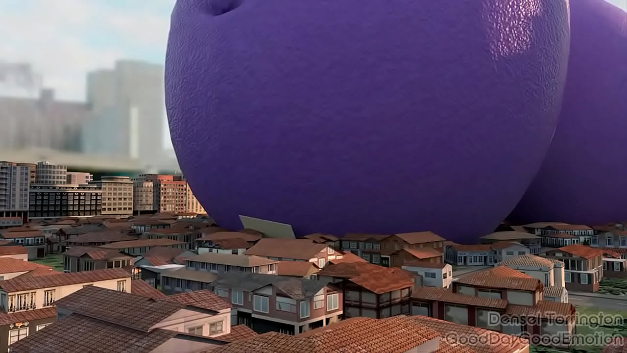 a woman turns into a huge inflated blueberry