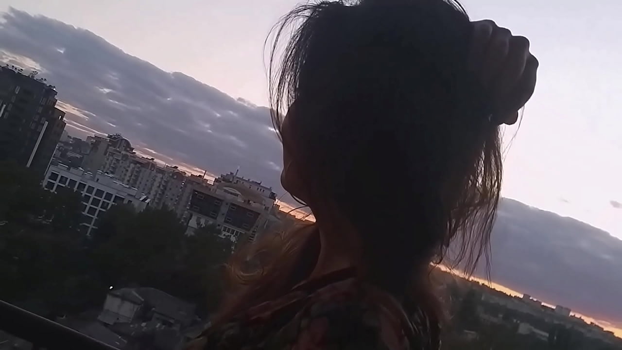 Afretwork Sexy Show at Office Balcony # NO PANTIES in Office at Sun Set