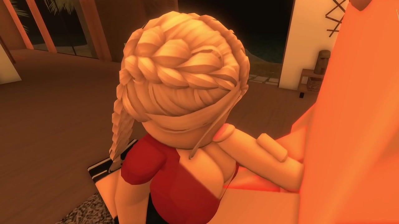 Robloxian sucking his boyfriends cock while he is resting after a long day at work