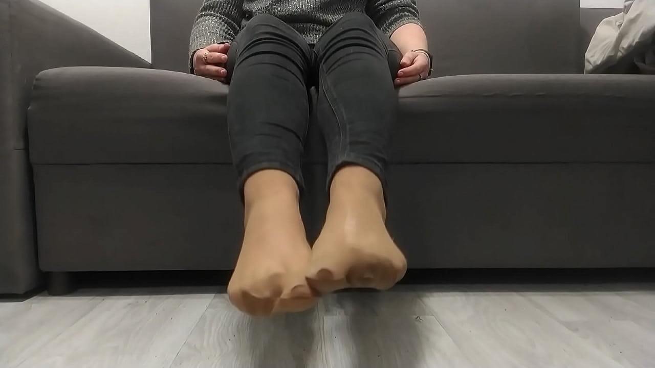 Sexy nice girl shows nude nylon socks