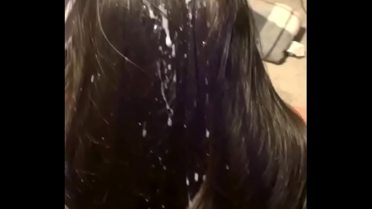 Latina gets a lot of cum in hair