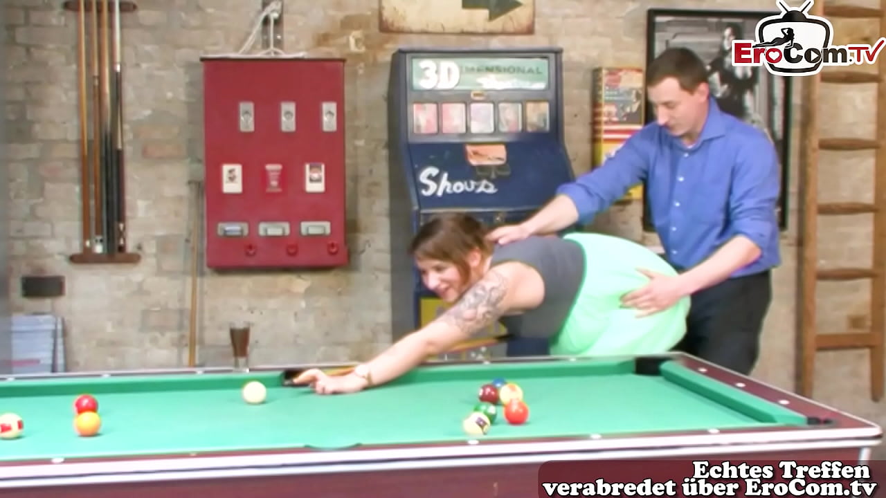 German curvy big tits slut fuck on billiard table