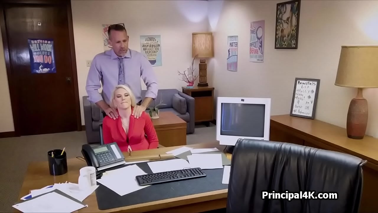 Busty housewife bends over for principals dick