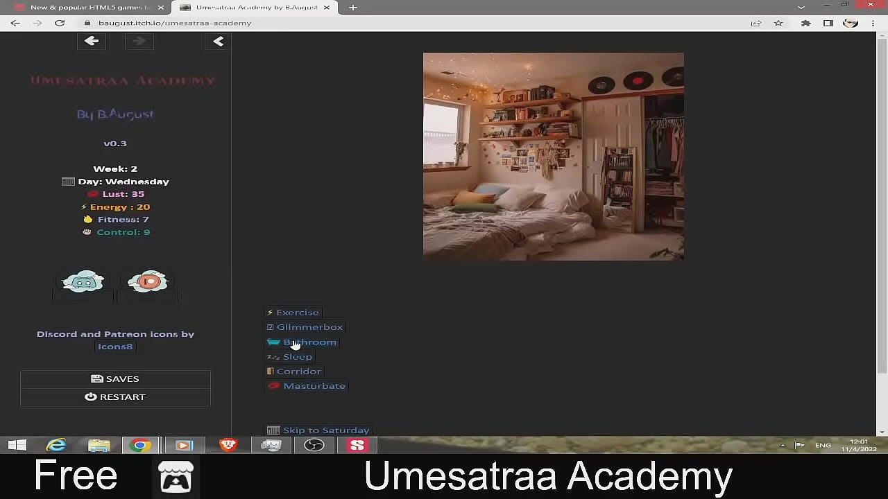 Umesatraa Academy (free game itchio )Adult, Female Protagonist, html, Twine