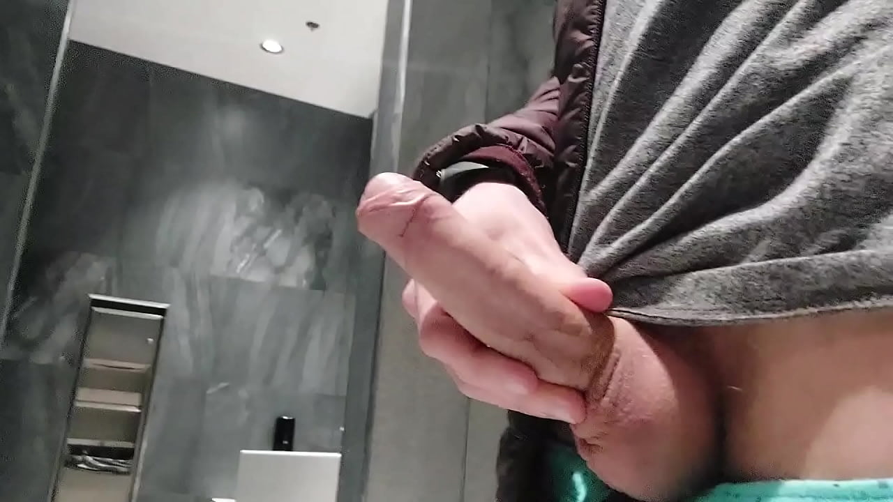 Aroused teen guy went to local men's room for some hot dicks to cruise up, stroke his and sperm a huge load