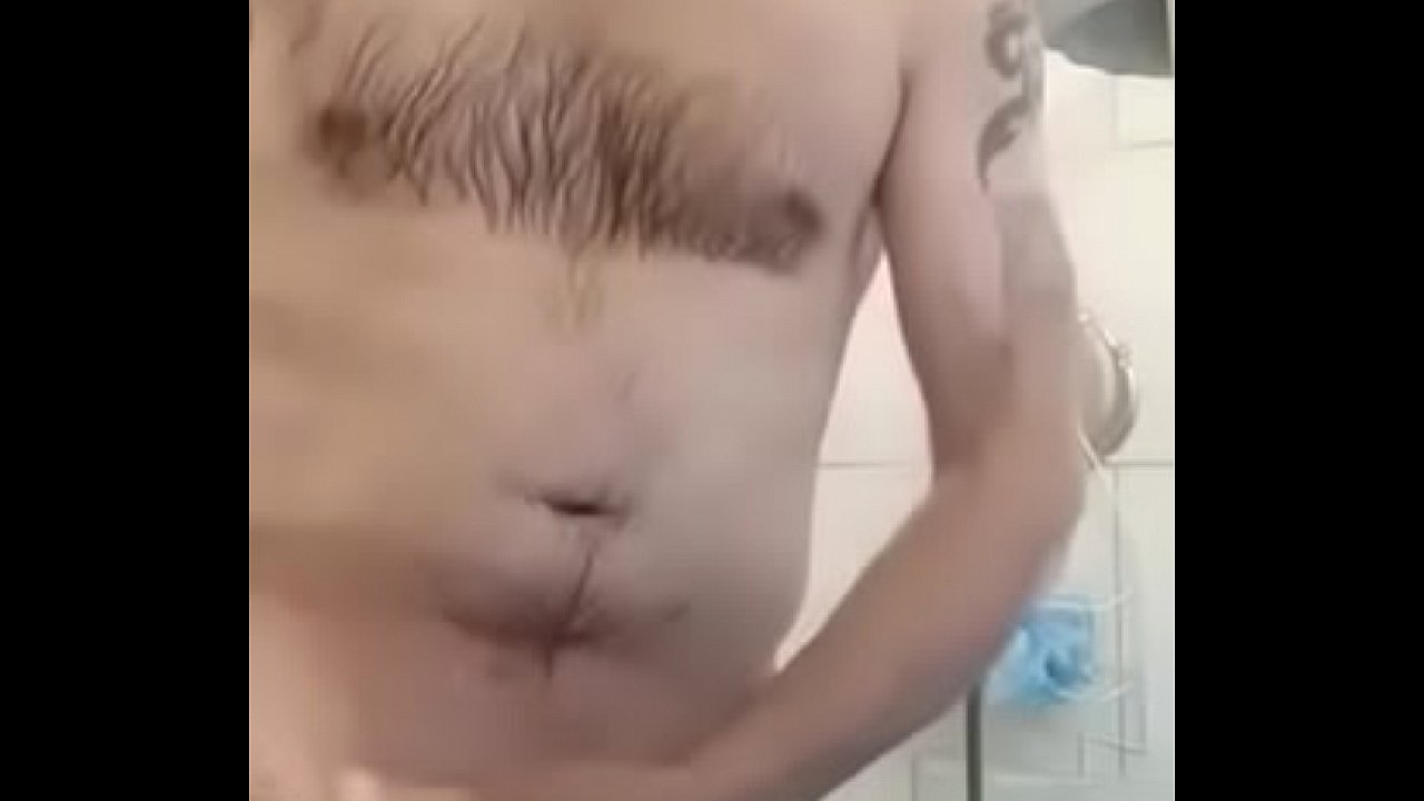 Man masturbating until money shot in shower two arm tattoos