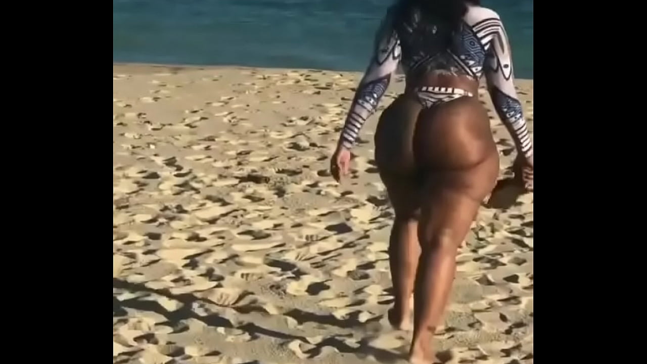 Porn star on beach