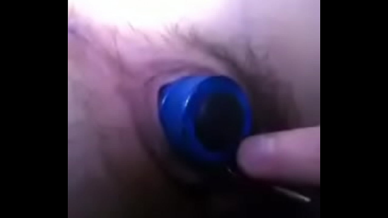 Hairy pussy masturbating with a flashlight