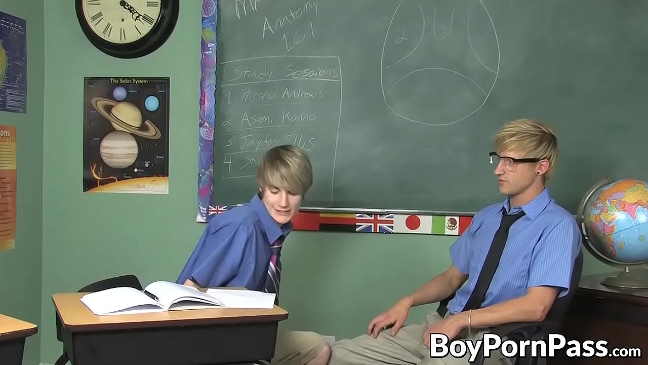 Twink students banging in the classroom