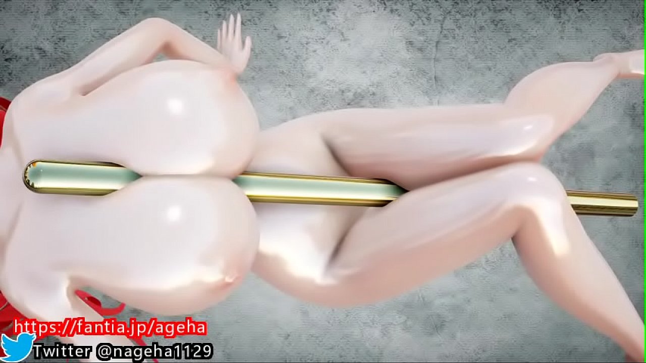 3d big tits girl sandwich a stick between breasts