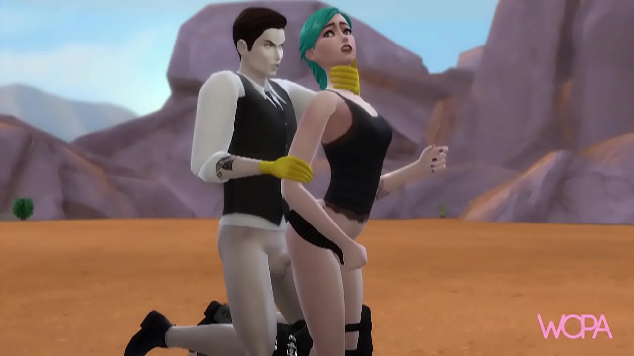 parody games - sex in public place with woman with blue hair