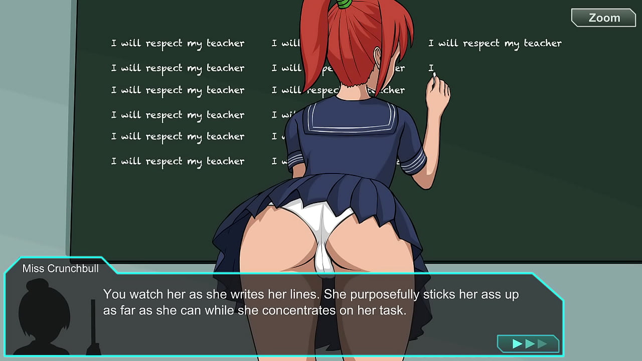 Slave Lords Of The Galaxy School Teen 18  Writing Line I will respect my teacher while wearing White sexy hot Panties Flash Animation Sex Fuck Game and getting huminilated for the horny teacher with showing big butt and naked legs