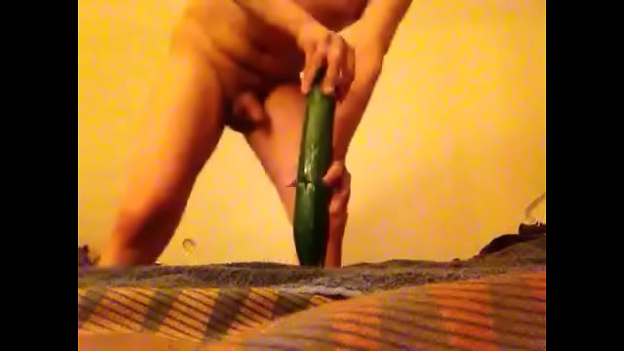 Bi Bottom Takes Huge Cucumber Anal