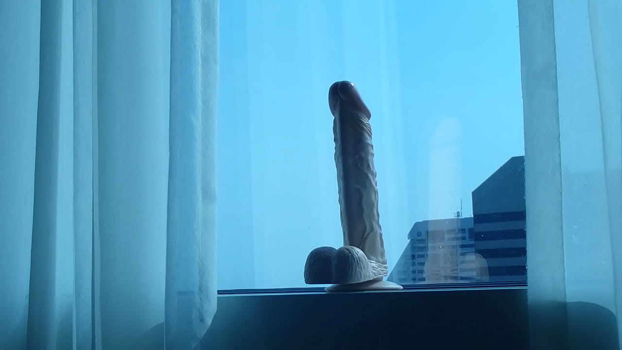 Riding my 9" dildo in a window.MOV