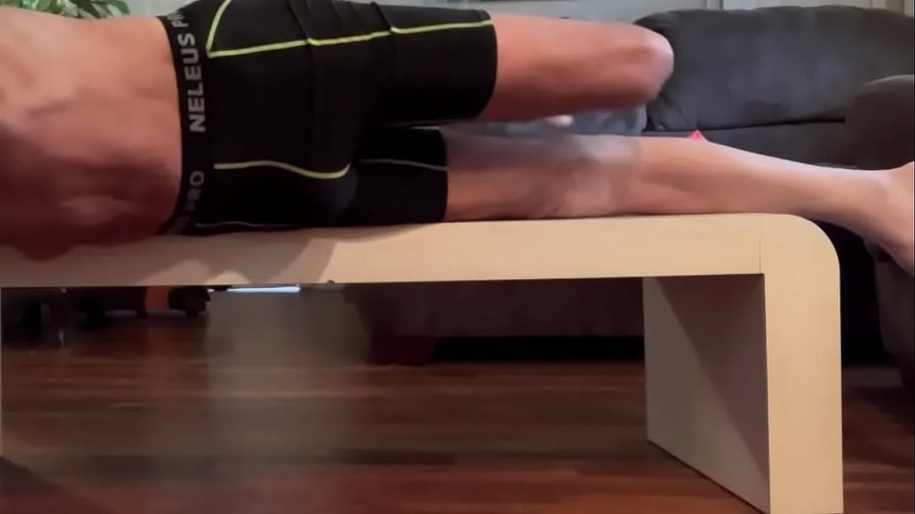 Bike Shorts Underwear Butt and Bulge Stretching on Table with Sound