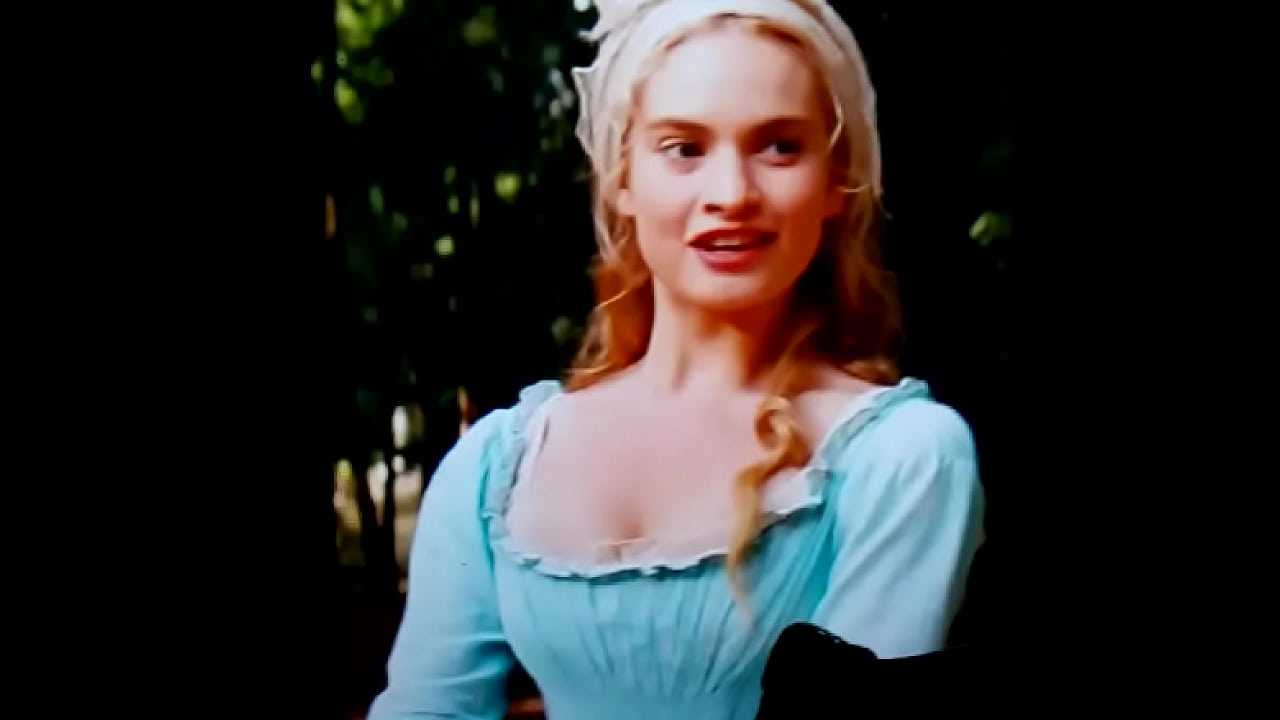 Lily James Cinderella cumshot on mouth and beautiful tits