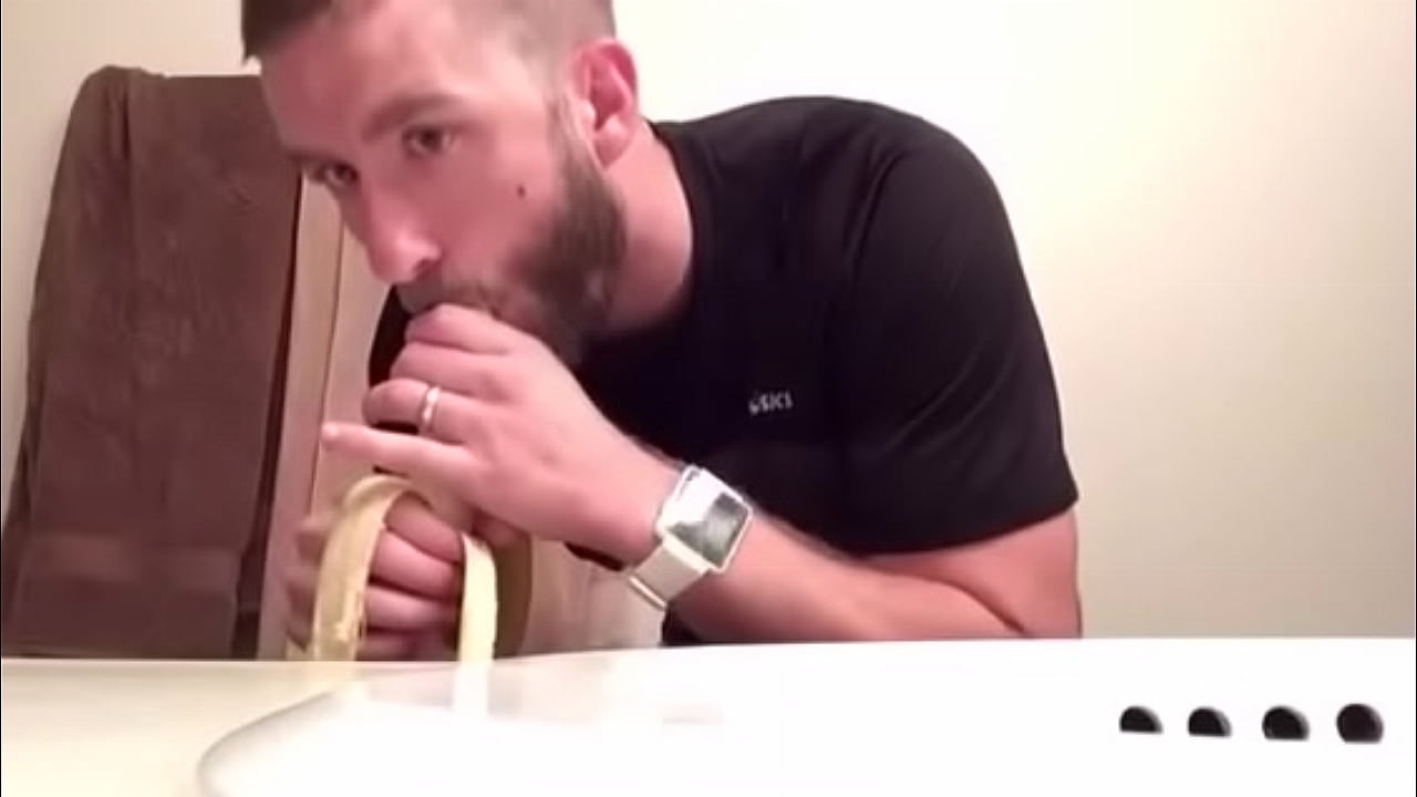 discreet straight priest sucking on banana HOT