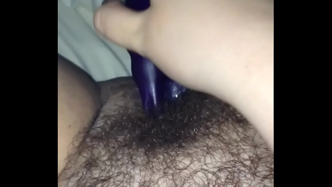 Hairy pussy fucked by dildo