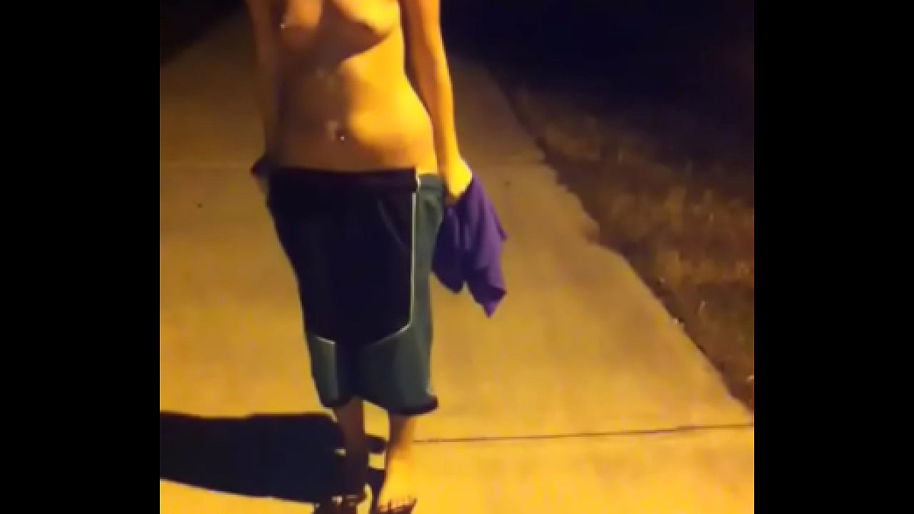 girl walks naked in a park but gets caught