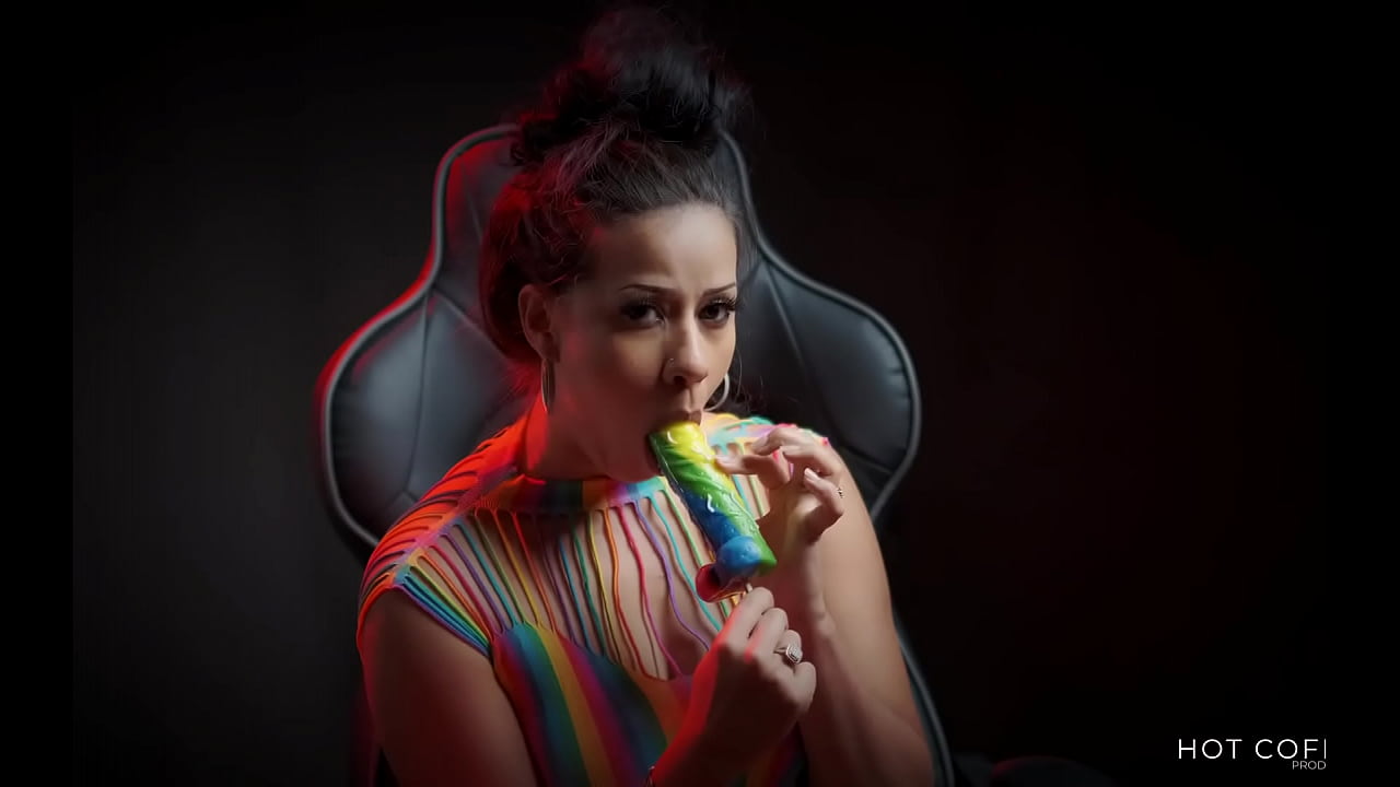 Dirty talking Latina sucks and licks a rainbow sugar penis until you explode