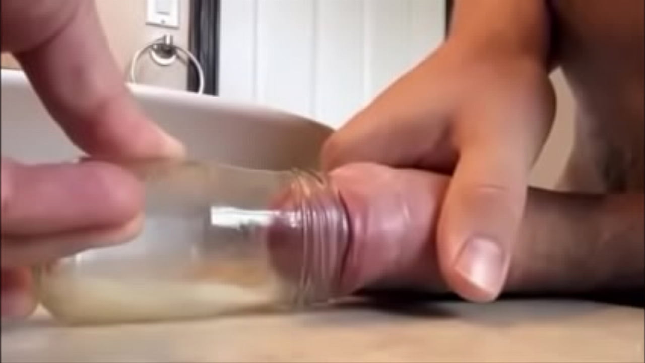 Shooting into a bottle lot of cum