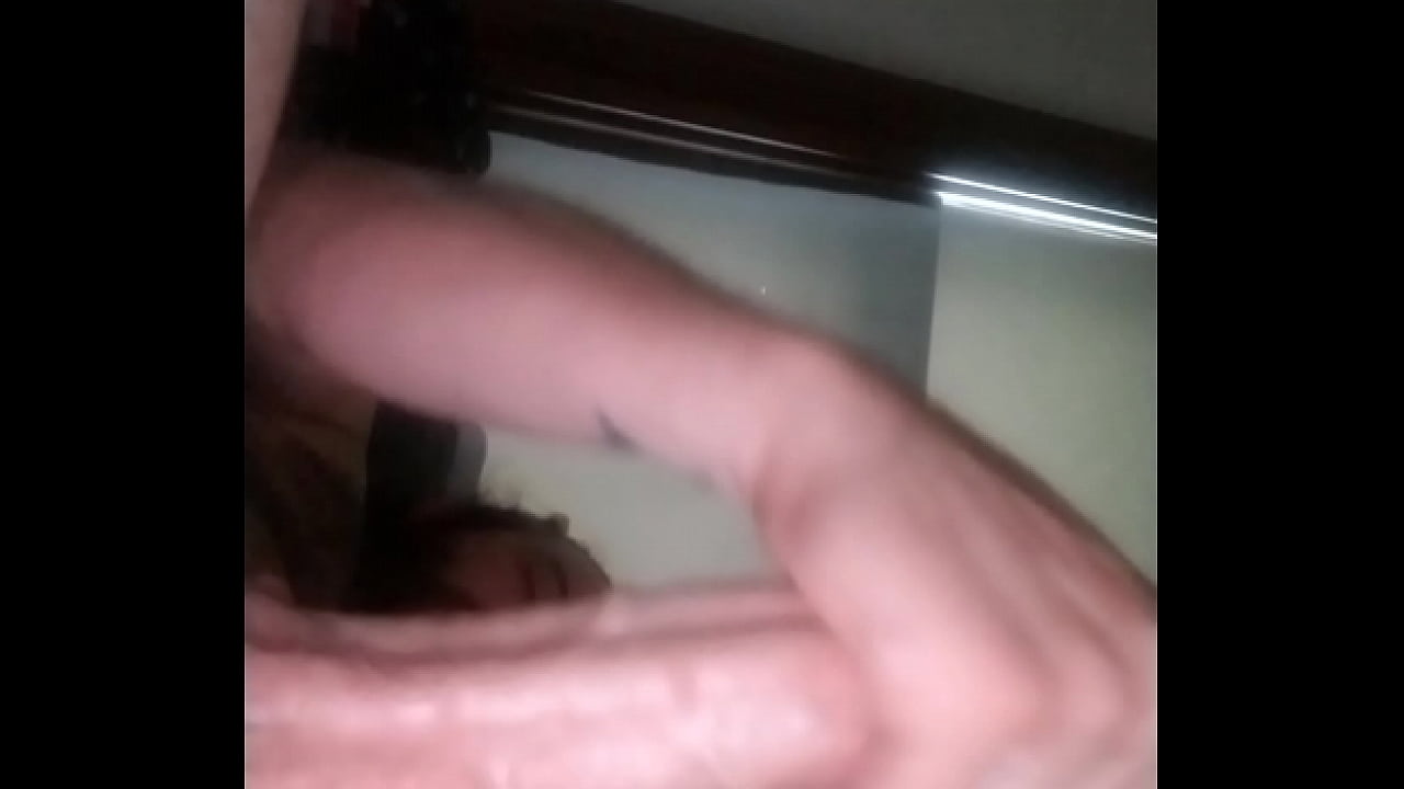 Stroking huge white cock