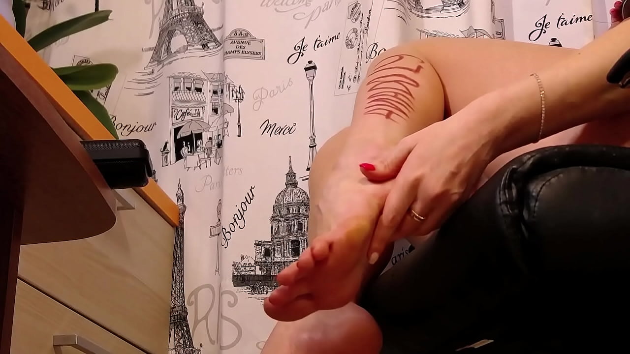 Gentle footjob from cute Any!