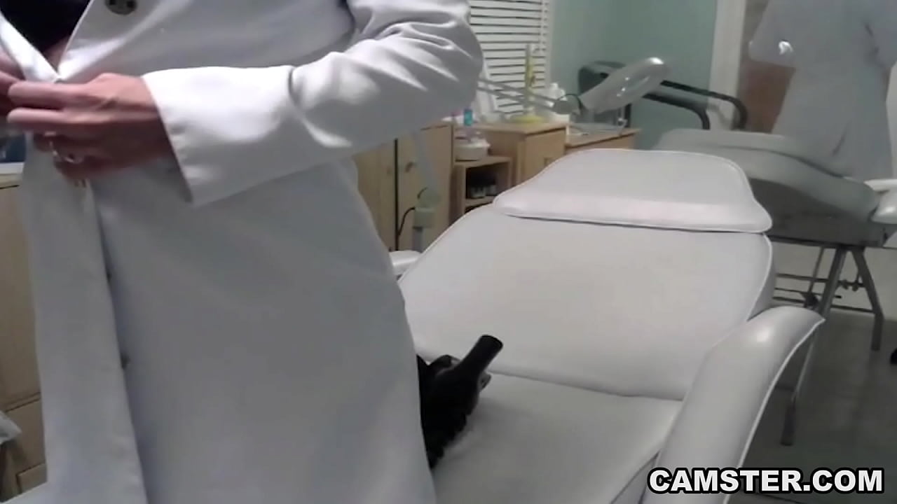 Blonde doctor plays with her vibrator at work