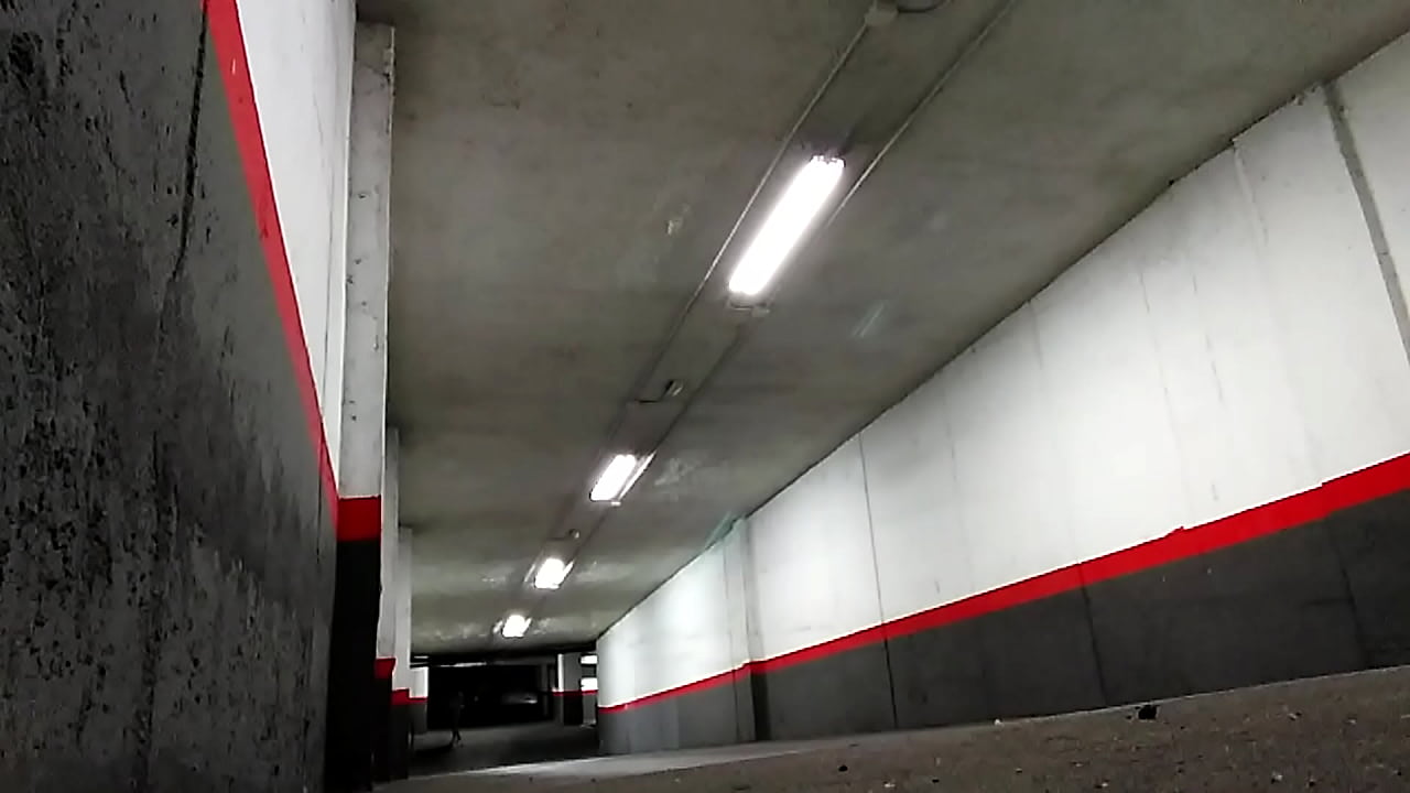 Fully naked in an underground car park