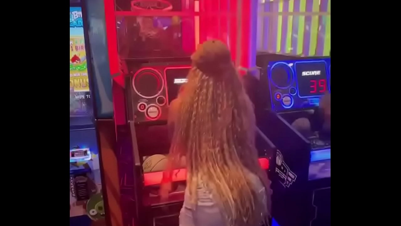 Lorraine sd playing ball at arcade