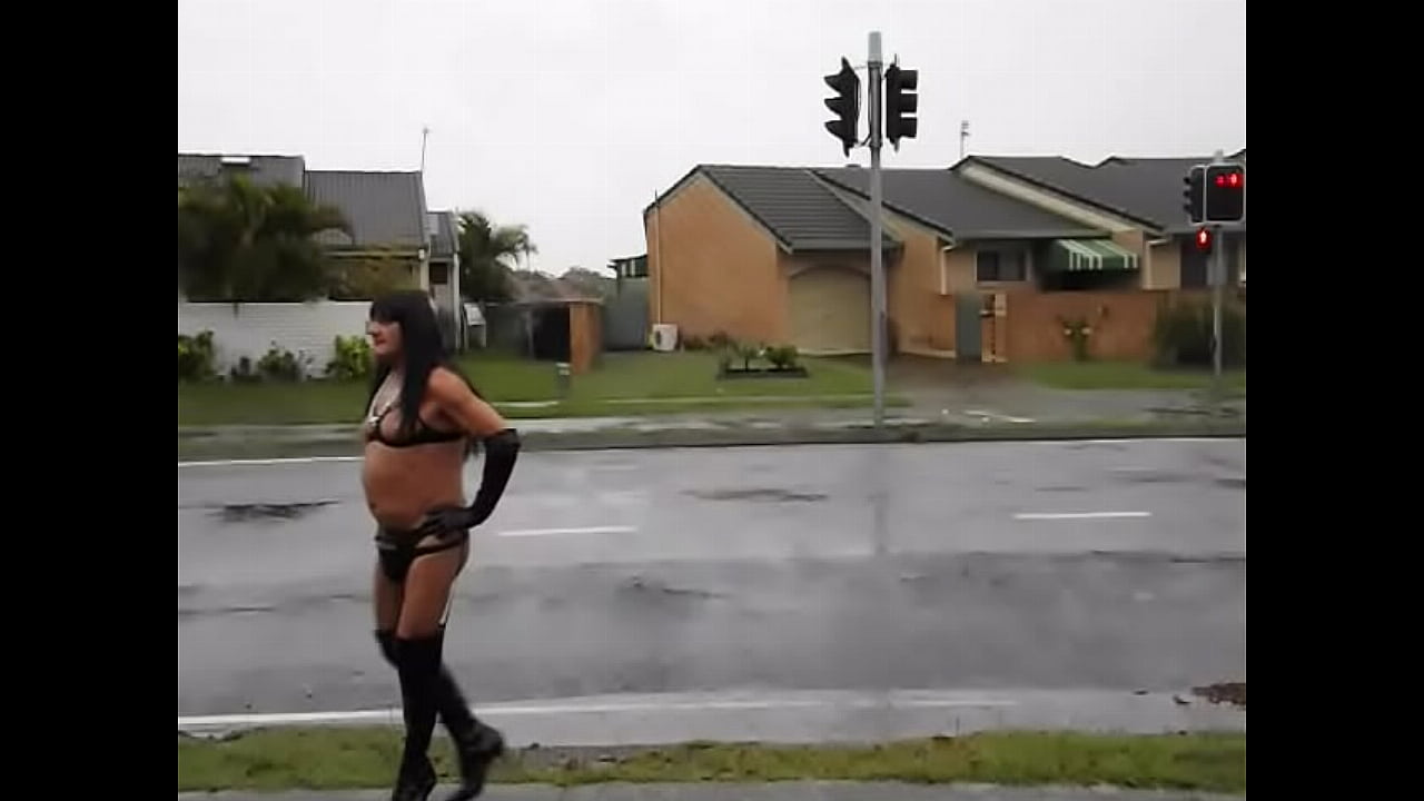 Public sissy walking down the road