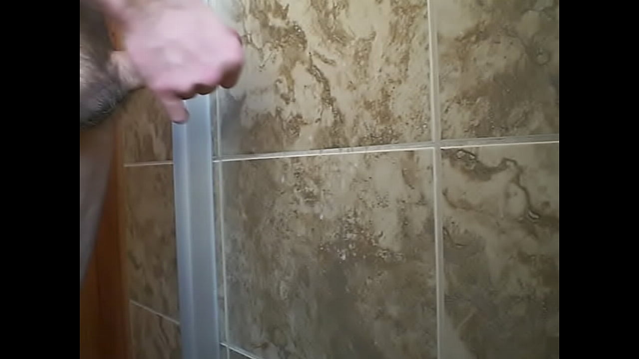 Cumming on the bathroom wall