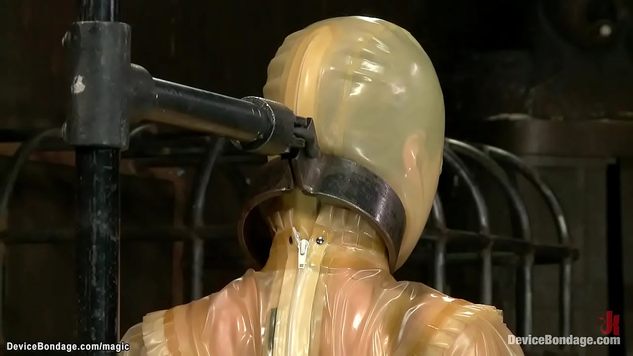 Lesbian slave in all latex suit tormented by Mz Berlin then second slave in back arch bondage zippered and third ebony slut whipped by master Orlando