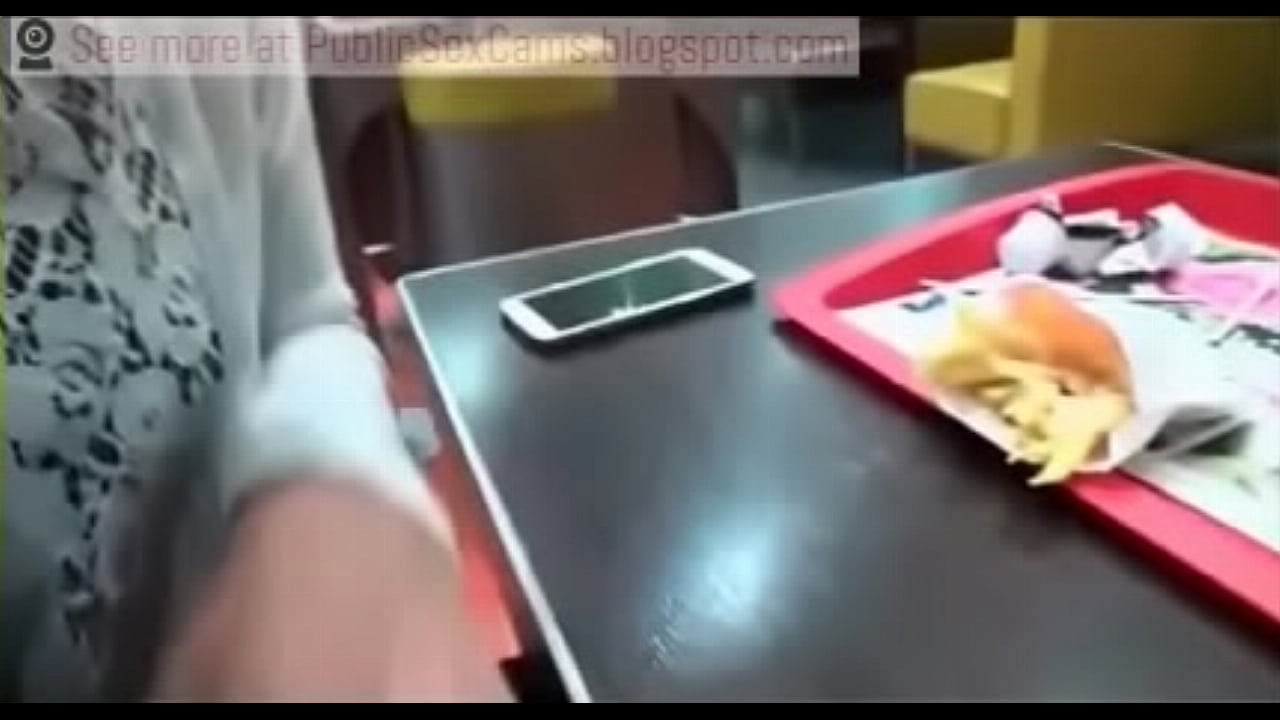 Girl Eats Public Cumshot On French Fries