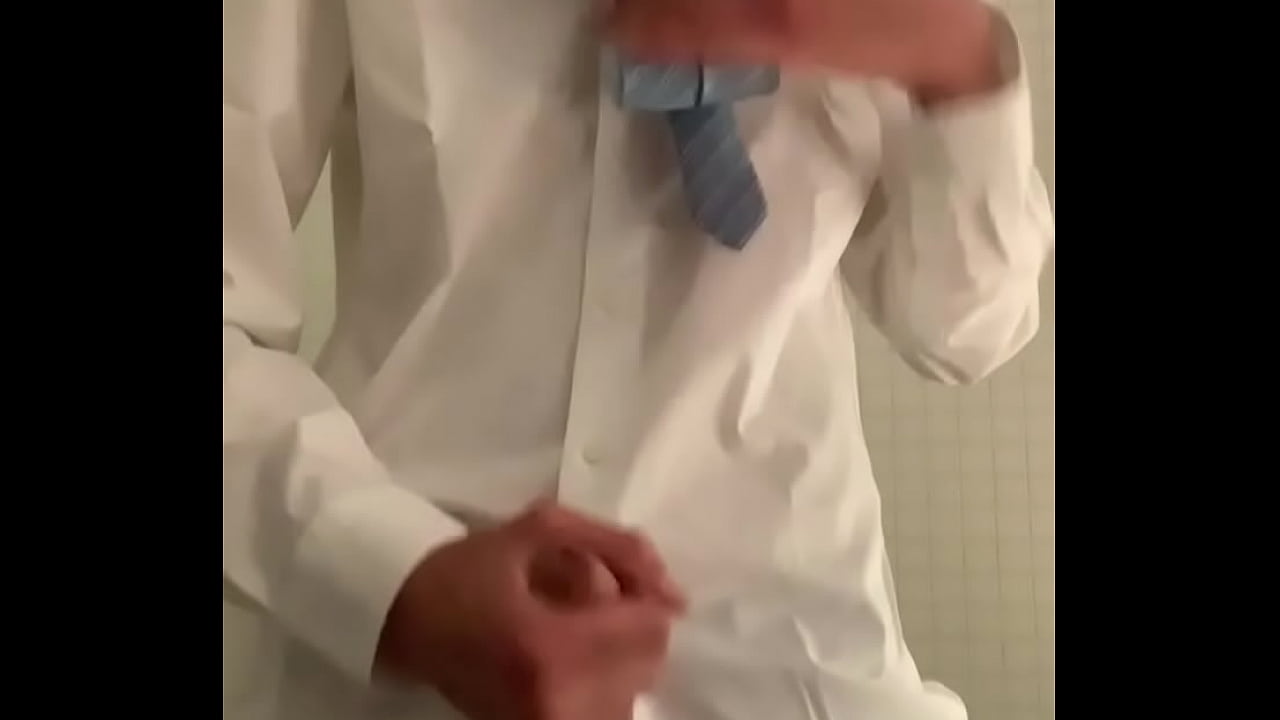 Twink masturbating in shirt and blue tie