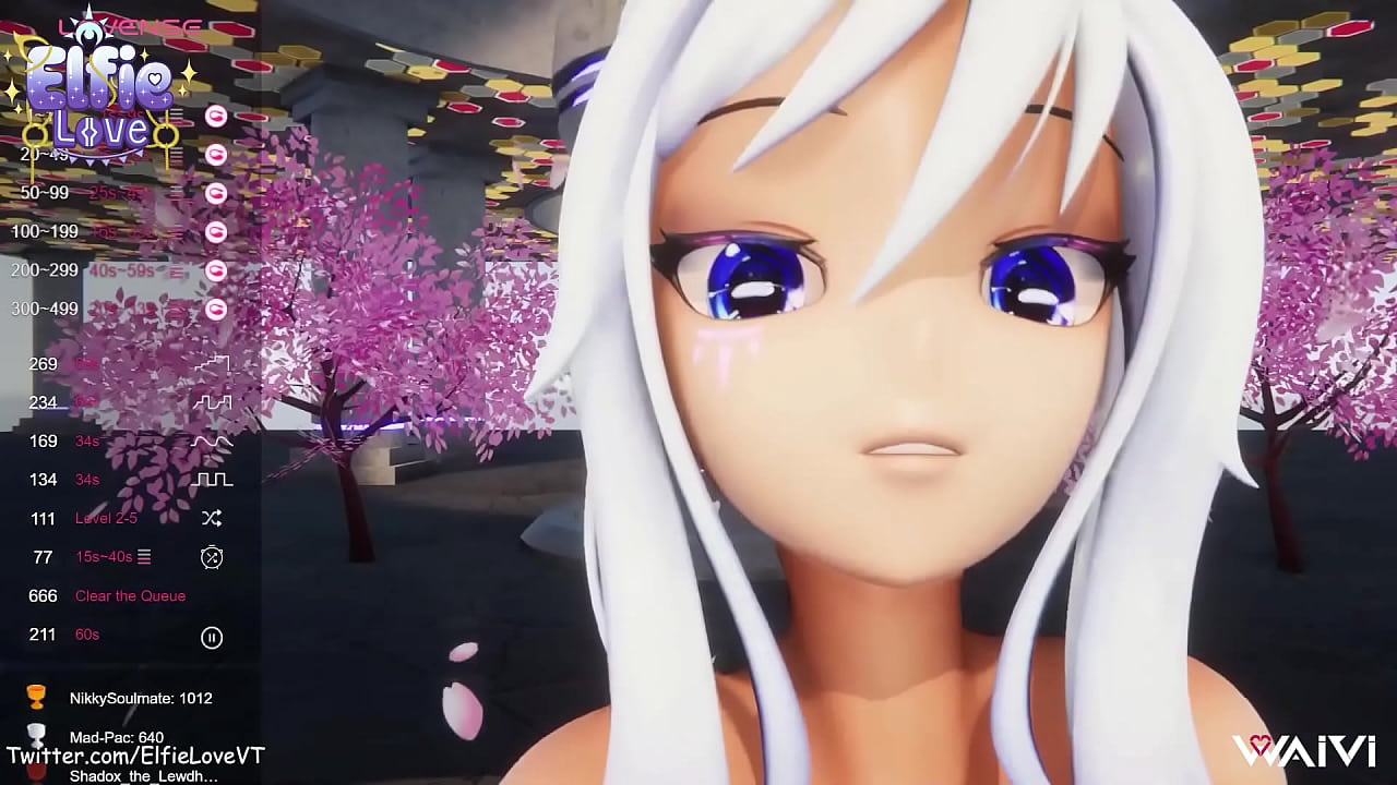 Viewers play with Hentai Vtuber Elfie Love at her stream and control her toys trying to make her squirt in closeup like a waterfall