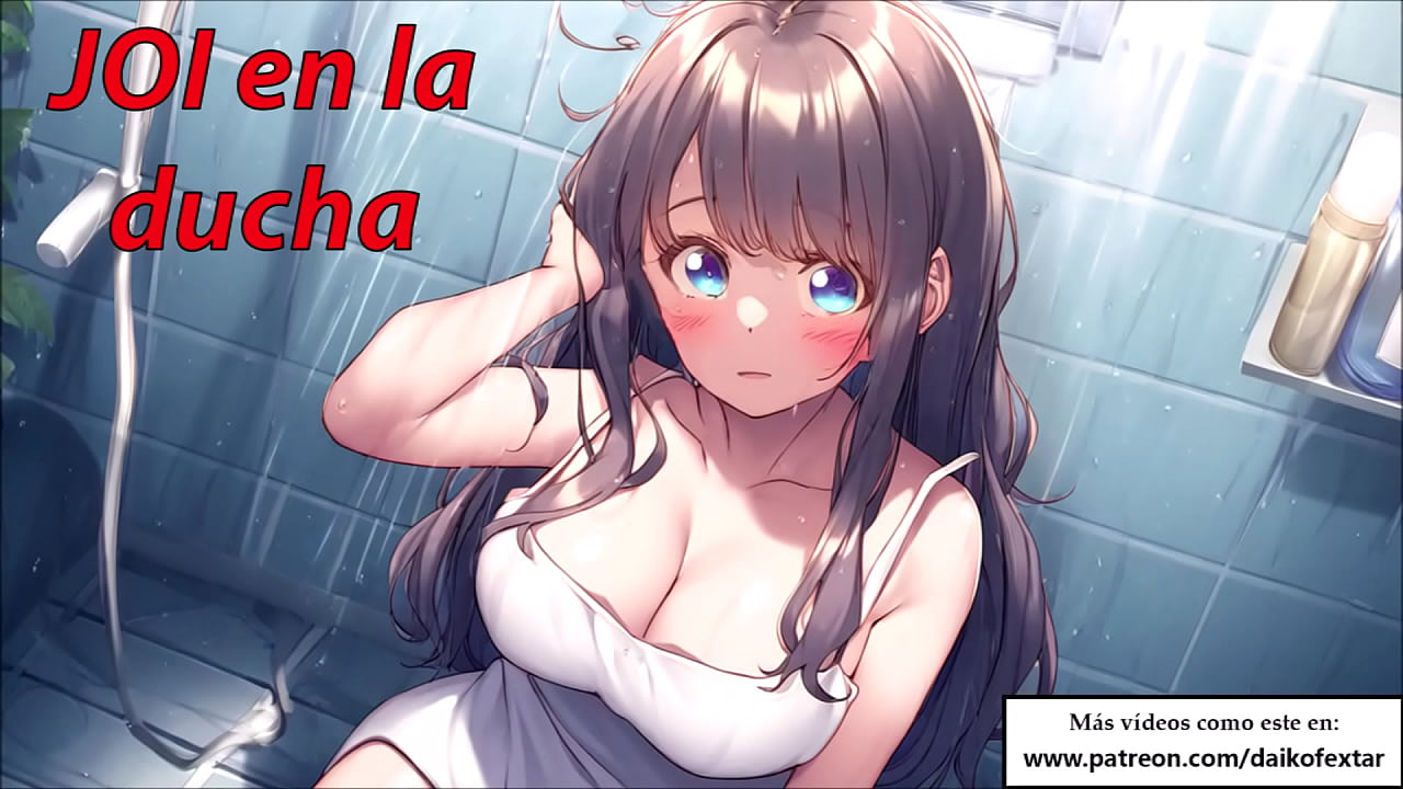 Instrucciones para masturbarse en la ducha con una novia hentai.